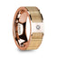 ZACHAIOS Men’s Polished Rose Gold Flat Wedding Band with Ash Wood Inlay & Diamond - 8mm - Larson Jewelers