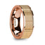 NICOMEDES Polished 14K Rose Gold Men’s Wedding Ring with Ash Wood Inlay - 8mm - Larson Jewelers