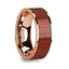 NIKANOR Polished Finish 14k Rose Gold Men’s Wedding Band with Padauk Wood Inlay - 8mm - Larson Jewelers