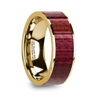 PHILO Polished 14k Yellow Gold Men’s Wedding Ring with Purpleheart Wood Inlay - 8mm - Larson Jewelers