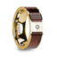 PHOCAS 14k Yellow Gold Men’s Polished Wedding Band with Red Wood Inlay & Diamond - 8mm - Larson Jewelers