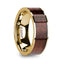 PHOIBOS Men’s 14k Yellow Gold Flat Wedding Ring with Red Wood Inlay - 8mm - Larson Jewelers