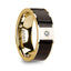 SERGIOS Men’s 14k Yellow Gold with Ebony Wood Inlay Flat Wedding Ring with Diamond Center - 8mm - Larson Jewelers