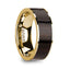 SYMEON Men’s Polished 14k Yellow Gold Flat Wedding Ring with Ebony Wood Inlay - 8mm - Larson Jewelers