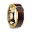 SOLON 14k Yellow Gold & Bubinga Wood Inlaid Men’s Flat Wedding Ring with Polished Finish - 8mm - Larson Jewelers