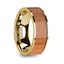 SPIRO Men’s Polished 14k Yellow Gold Flat Wedding Ring with Sapele Wood Inlay - 8mm - Larson Jewelers