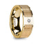 METIS Men’s Polished 14k Yellow Gold Wedding Band with Ash Wood Inlay & Diamond - 8mm - Larson Jewelers