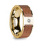VANGELIS Men’s Diamond Center Polished 14k Yellow Gold Wedding Ring with Cherry Wood Inlay - 8mm - Larson Jewelers