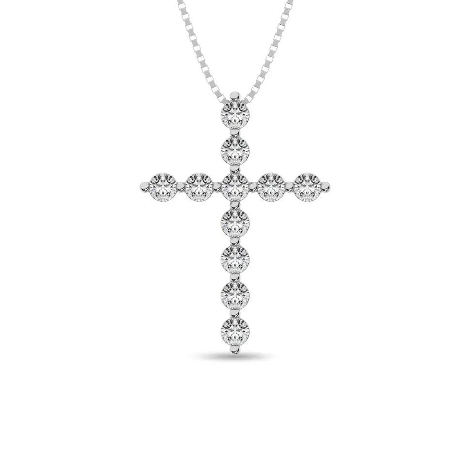 Diamond 1/4 Ct.Tw. Cross Pendant in 14K White Gold - Larson Jewelers