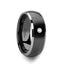 GLENDALE Domed Black Ceramic Comfort Fit Wedding Band with Polished Tungsten Edges and White Diamond Setting - 8mm - Larson Jewelers