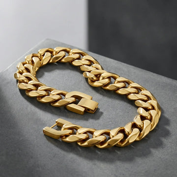 Gold Stainless Steel 14mm Cuban Link Bracelet - 9 Inch - Larson Jewelers
