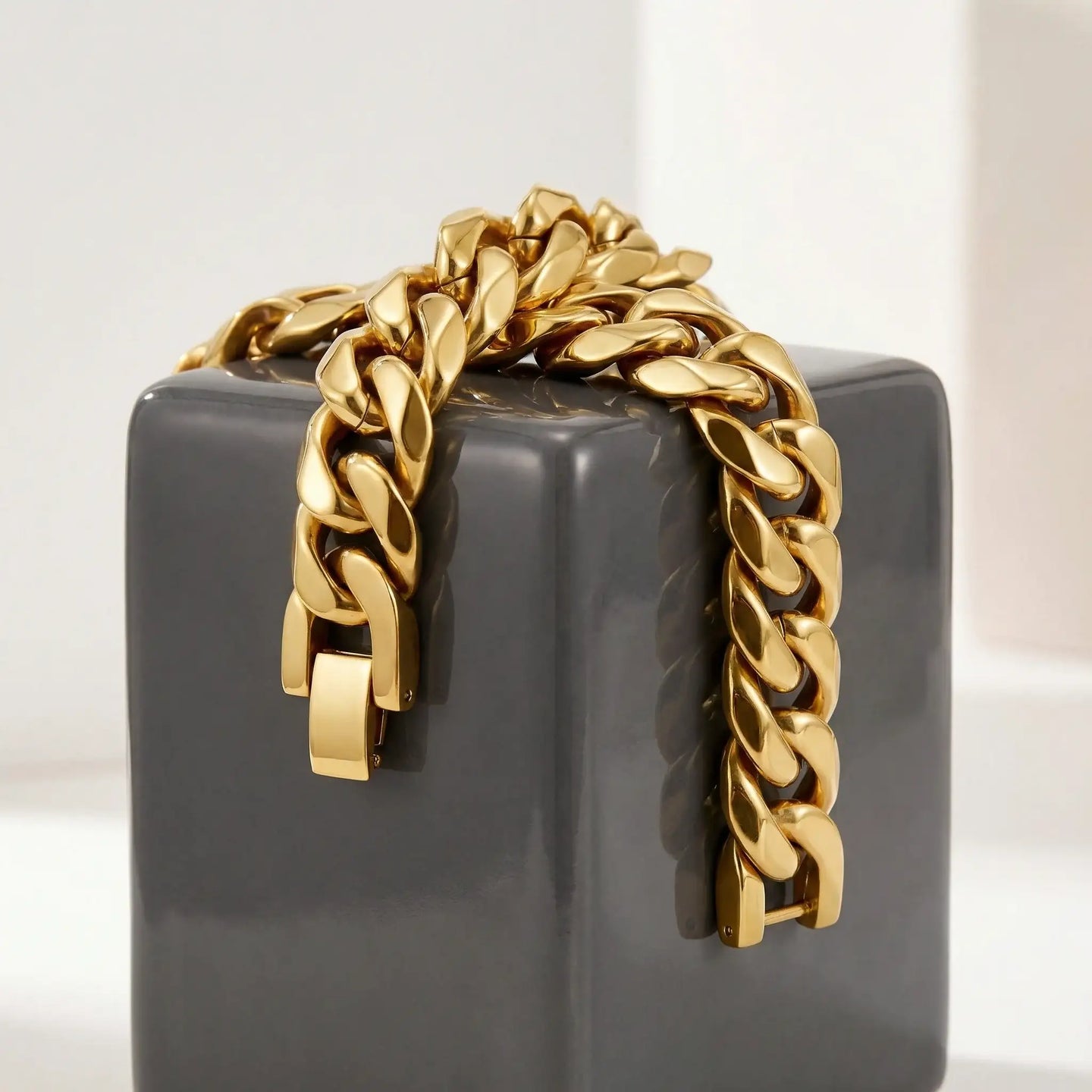 Gold Stainless Steel 14mm Cuban Link Bracelet - 9 Inch - Larson Jewelers