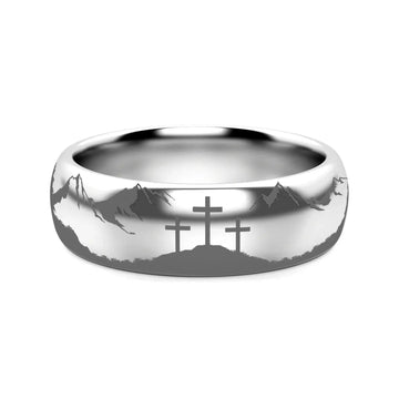 MOUNTAIN MAJESTY Laser Engraved Domed Tungsten Carbide Ring - Larson Jewelers
