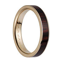 14K Yellow Gold Women's Flat Wedding Ring With Cocobolo Wood Inlay - 4mm & 8mm - Larson Jewelers