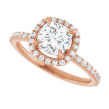 LOTUS 14K Rose Gold Halo Cushion Lab Grown Diamond Engagement Ring
