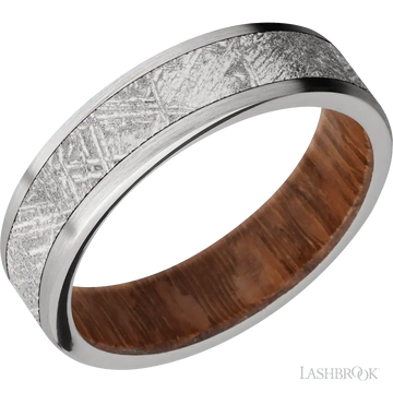Titanium with Satin Finish and Meteorite Inlay and Leopard Wood - 6MM - Larson Jewelers