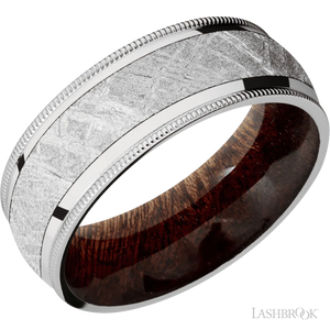 Cobalt Chrome with Polish Finish and Meteorite Inlay and Sapele - 8MM - Larson Jewelers