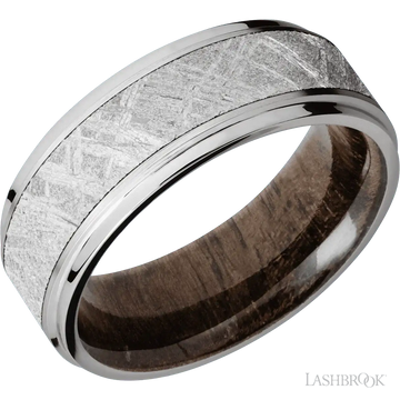 Cobalt Chrome with Satin, Polish Finish and Meteorite Inlay and Walnut - 8MM - Larson Jewelers