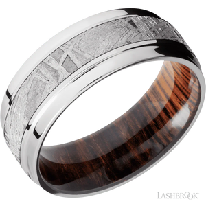 Cobalt Chrome with Polish Finish and Meteorite Inlay and Cocobolo - 8MM - Larson Jewelers