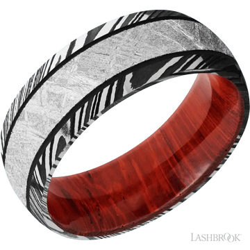 Woodgrain with Acid Finish and Meteorite Inlay and Padauk - 8MM - Larson Jewelers