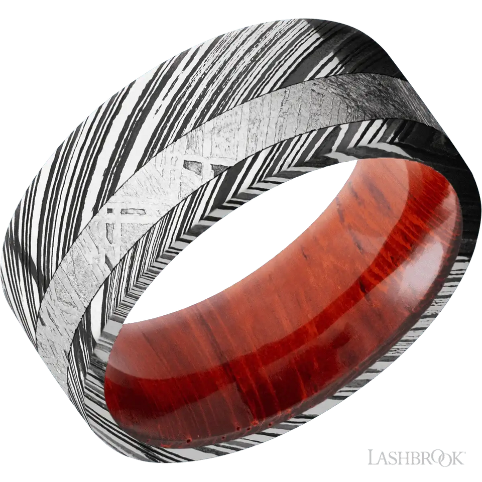 Woodgrain with Acid Finish and Meteorite Inlay and Padauk - 9MM - Larson Jewelers