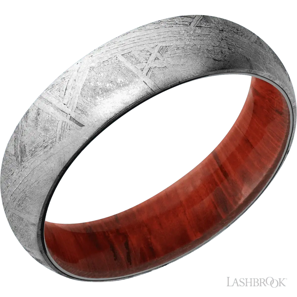 Meteorite with None Finish and Padauk - 6MM - Larson Jewelers