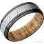 Zirconium with Polish , Polish Finish and Meteorite Inlay and Natural Oak - 7MM - Larson Jewelers