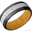 Zirconium with Satin , Polish Finish and Meteorite Inlay and Osage Orange - 8MM - Larson Jewelers