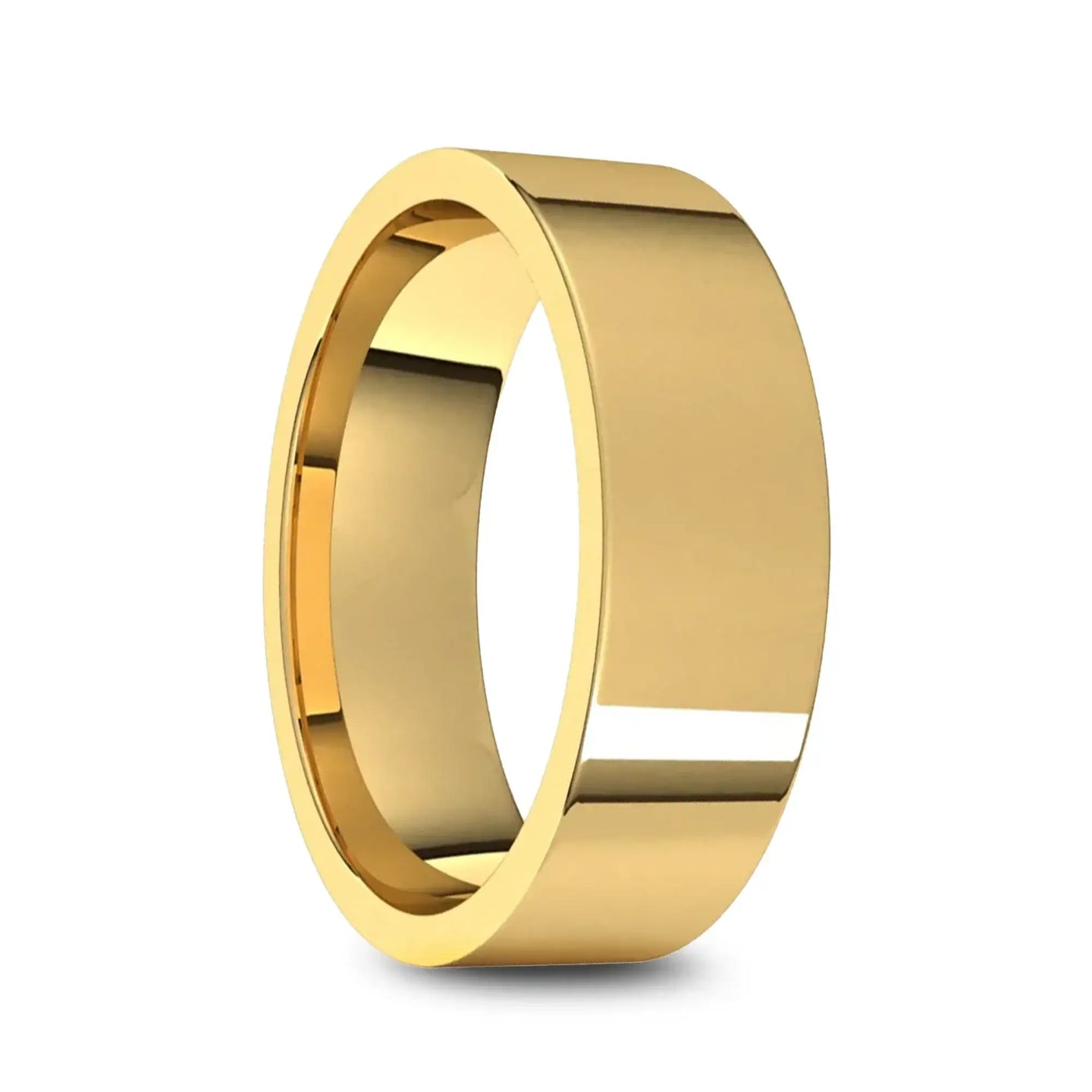 10k Yellow Gold Men's Flat Ring with Polished Finish - 5mm - 10mm - Larson Jewelers