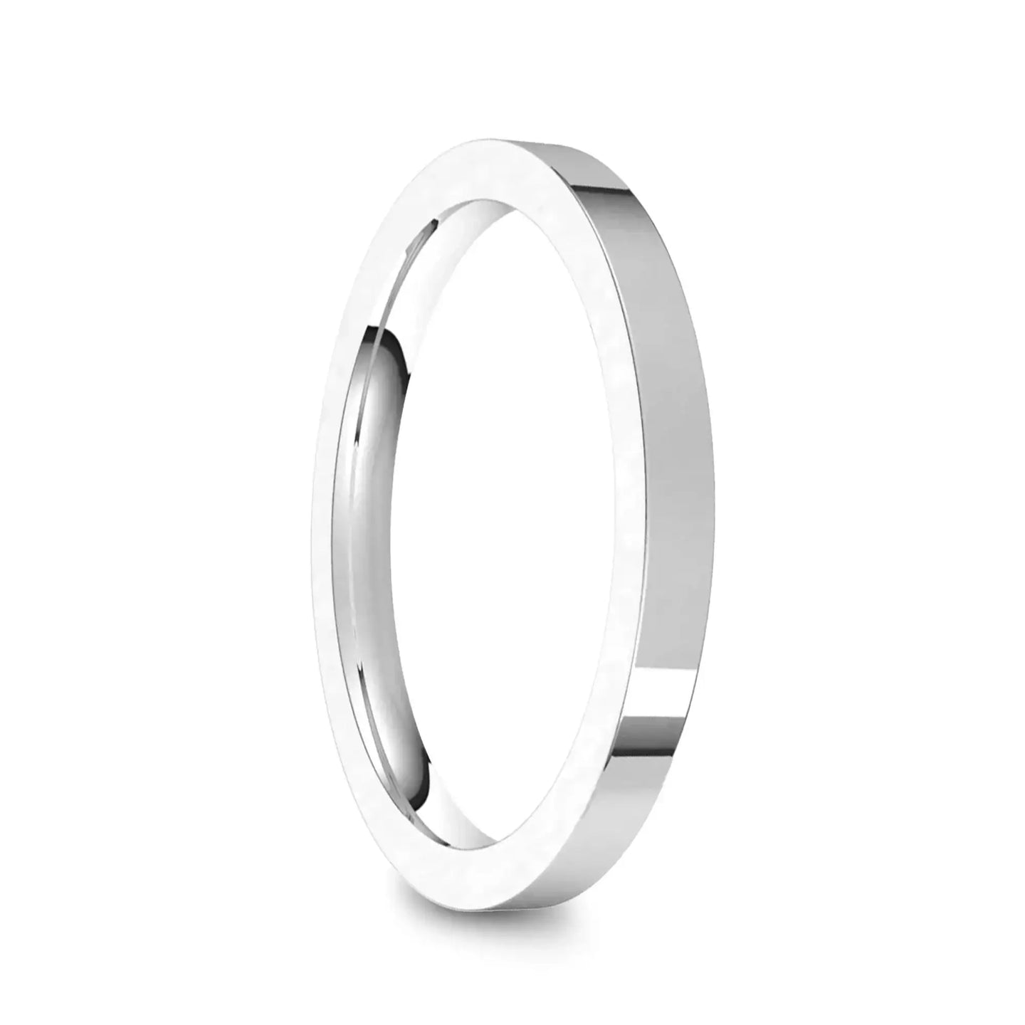 10k White Gold Women's Flat Ring with Polished Finish - 2mm - 4mm - Larson Jewelers