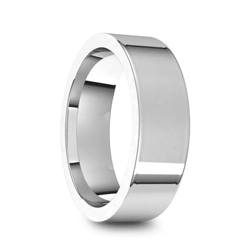 10k White Gold Men's Flat Ring with Polished Finish - 5mm - 10mm - Larson Jewelers