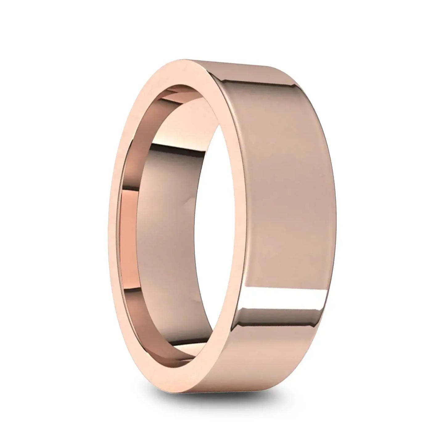 10k Rose Gold Men's Flat Ring with Polished Finish - 5mm - 10mm - Larson Jewelers