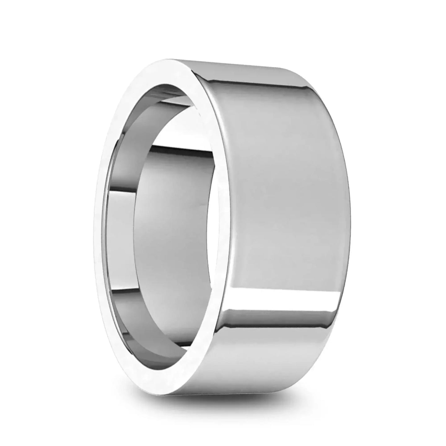 14k White Gold Men's Flat Ring with Polished Finish - 5mm - 10mm - Larson Jewelers