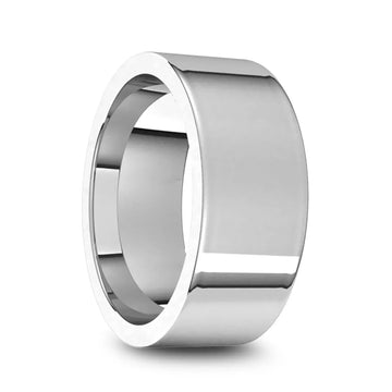 14k White Gold Men's Flat Ring with Polished Finish - 5mm - 10mm - Larson Jewelers
