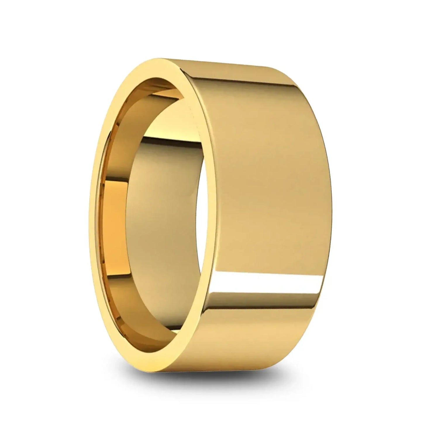 14k Yellow Gold Men's Flat Ring with Polished Finish - 5mm - 10mm - Larson Jewelers