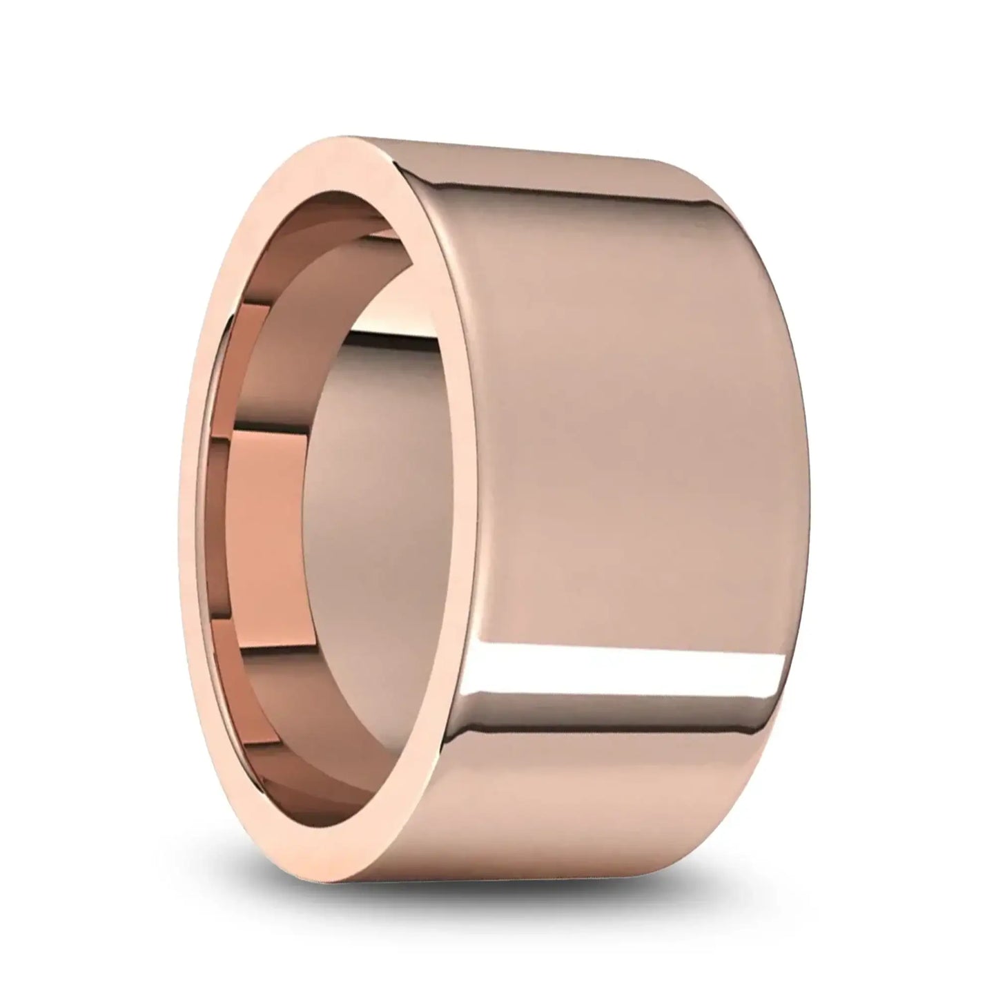 14k Rose Gold Men's Flat Ring with Polished Finish - 5mm - 10mm - Larson Jewelers