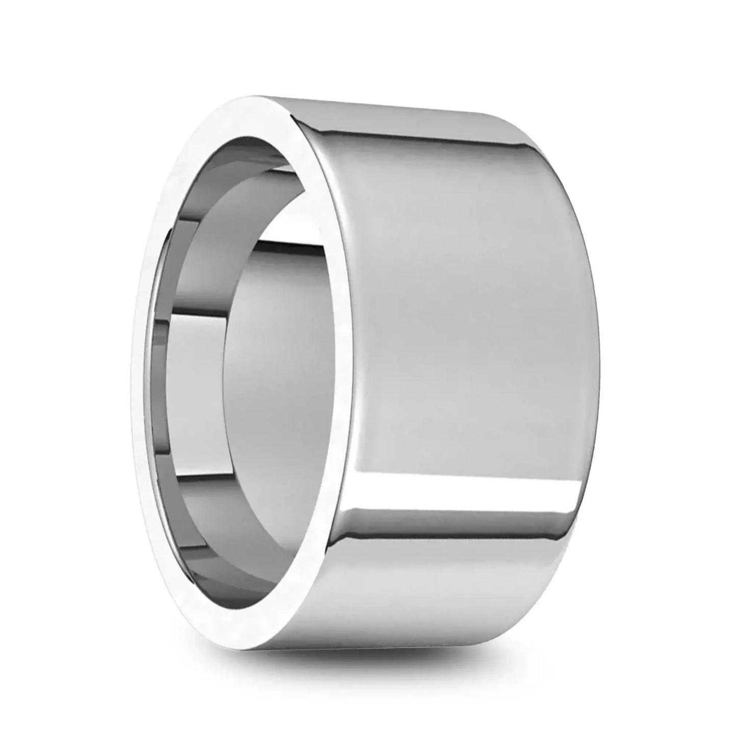 14k White Gold Men's Flat Ring with Polished Finish - 5mm - 10mm - Larson Jewelers