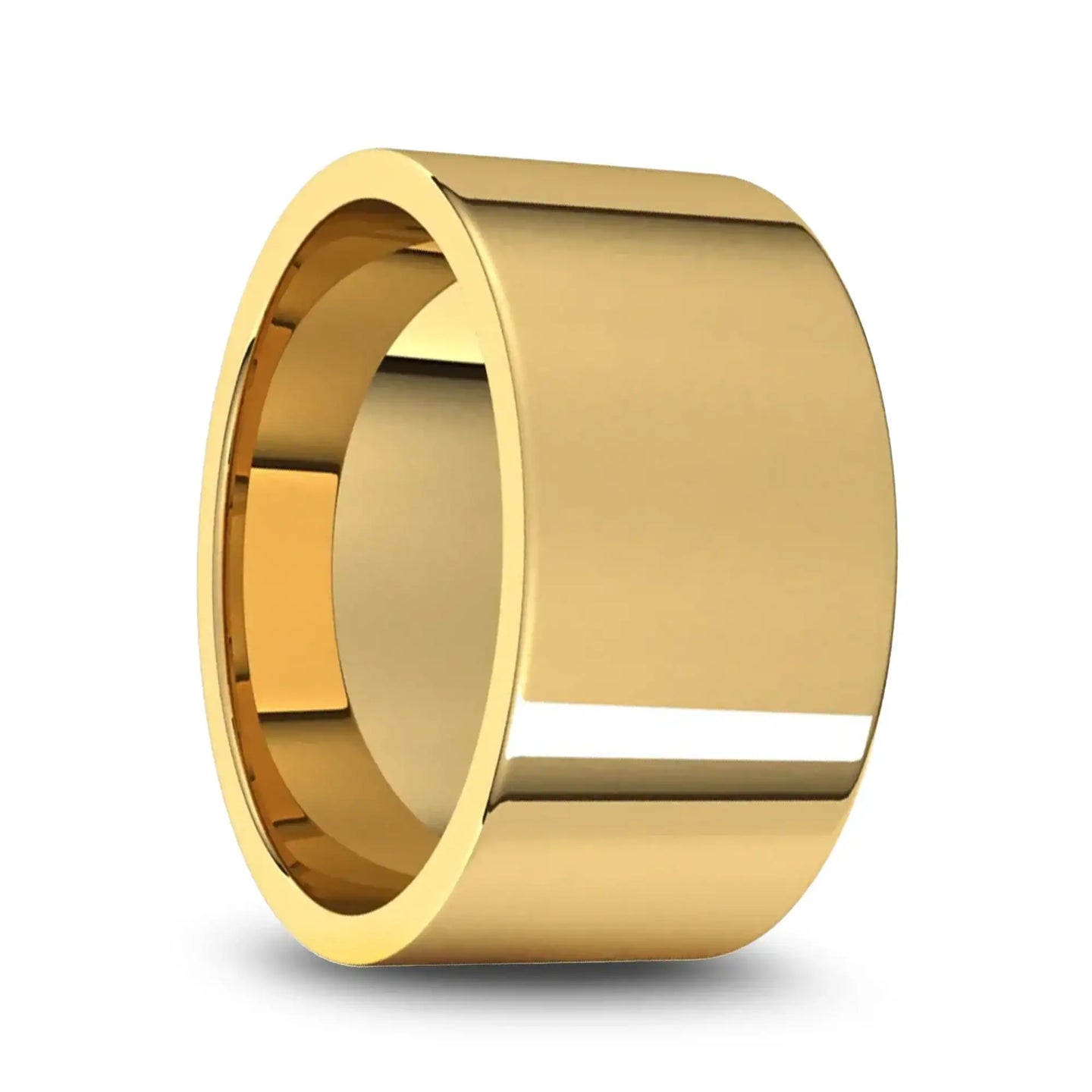 14k Yellow Gold Men's Flat Ring with Polished Finish - 5mm - 10mm - Larson Jewelers