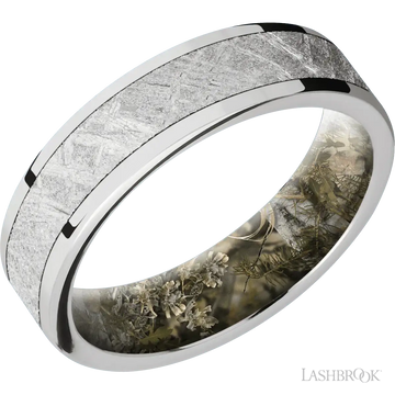 14K White Gold with Polish Finish and Meteorite Inlay and King's Mountain - 6MM - Larson Jewelers