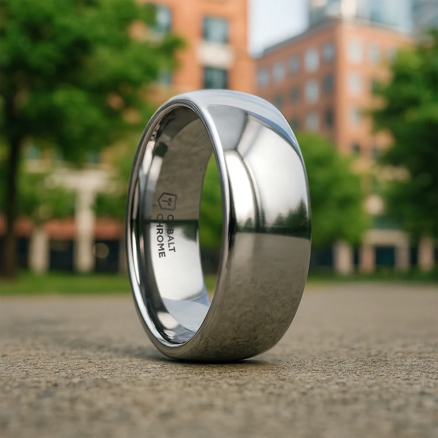 KOBOLD Domed Cobalt Chrome Comfort Fit Ring, Polished Finish — 4mm, 6mm, 8mm - Larson Jewelers