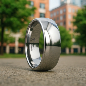 KOBOLD Domed Cobalt Chrome Comfort Fit Ring, Polished Finish — 4mm, 6mm, 8mm - Larson Jewelers