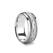 BRAIDED PATTERN CENTER PLATINUM 950 WEDDING BAND FOR MEN BY NOVELL - 8MM - Larson Jewelers