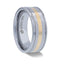 LAZIO 14k Gold Inlay with Grooved Edges Tungsten Polished Wedding Band - 8mm - Larson Jewelers