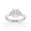3 stone Ring with 2.00 ct Center Radiant Lab Diamond with Trapezoids by Mercury Rings