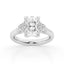 3 stone Ring with 3.00 ct Center Radiant Lab Diamond with Trapezoids by Mercury Rings