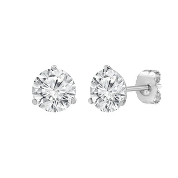 14k White Gold 3-Prong Solitaire Martini Studs with Round Lab Grown Diamond - Larson Jewelers