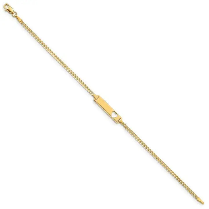 14k Cut-out Heart Curb Link ID Bracelet - Larson Jewelers