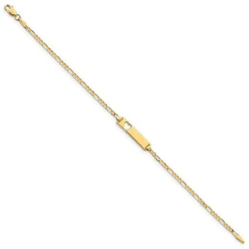 14k Cut-out Heart Figaro Link ID Bracelet - Larson Jewelers