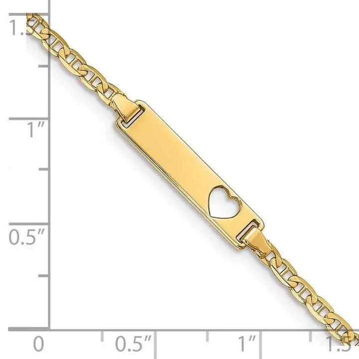 14k Cut-out Heart Anchor Link ID Bracelet - Larson Jewelers