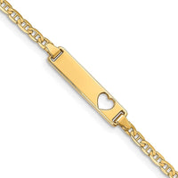 14k Cut-out Heart Anchor Link ID Bracelet - Larson Jewelers
